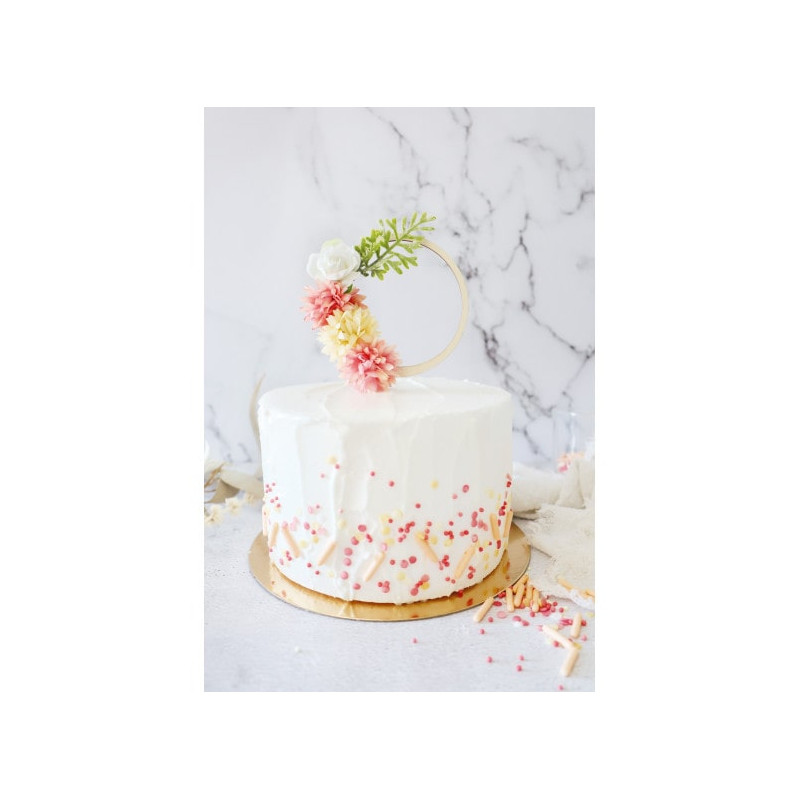 Cake topper avec de véritables fleurs à personnaliser - Atelier d