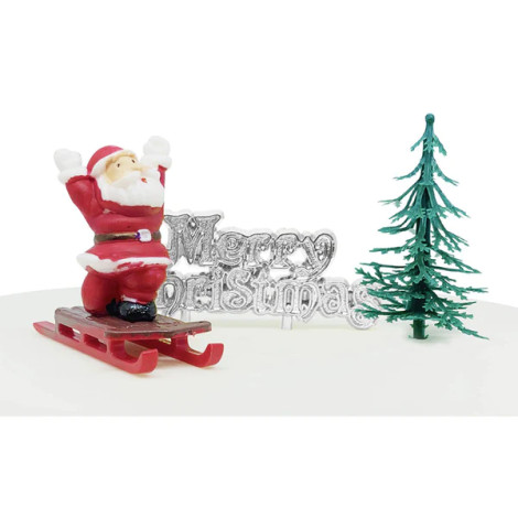 Lot de 3 décorations : Père Noël + Merry Christmas + Sapin 