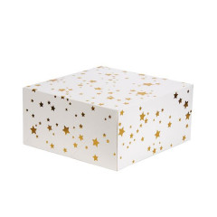 Grande boîte à gâteaux carrée 12,7x26x26cm - étoiles dorées